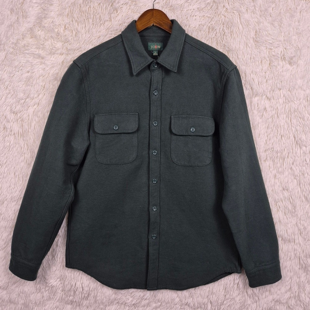 J.Crew Mens Heavyweight Chamois Dark Green‎ Overshirt Mens Medium Work Utility